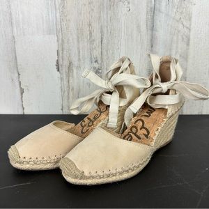 Sam Edelman | Leather Upper Braided Thick Tie Up Cork Wedge